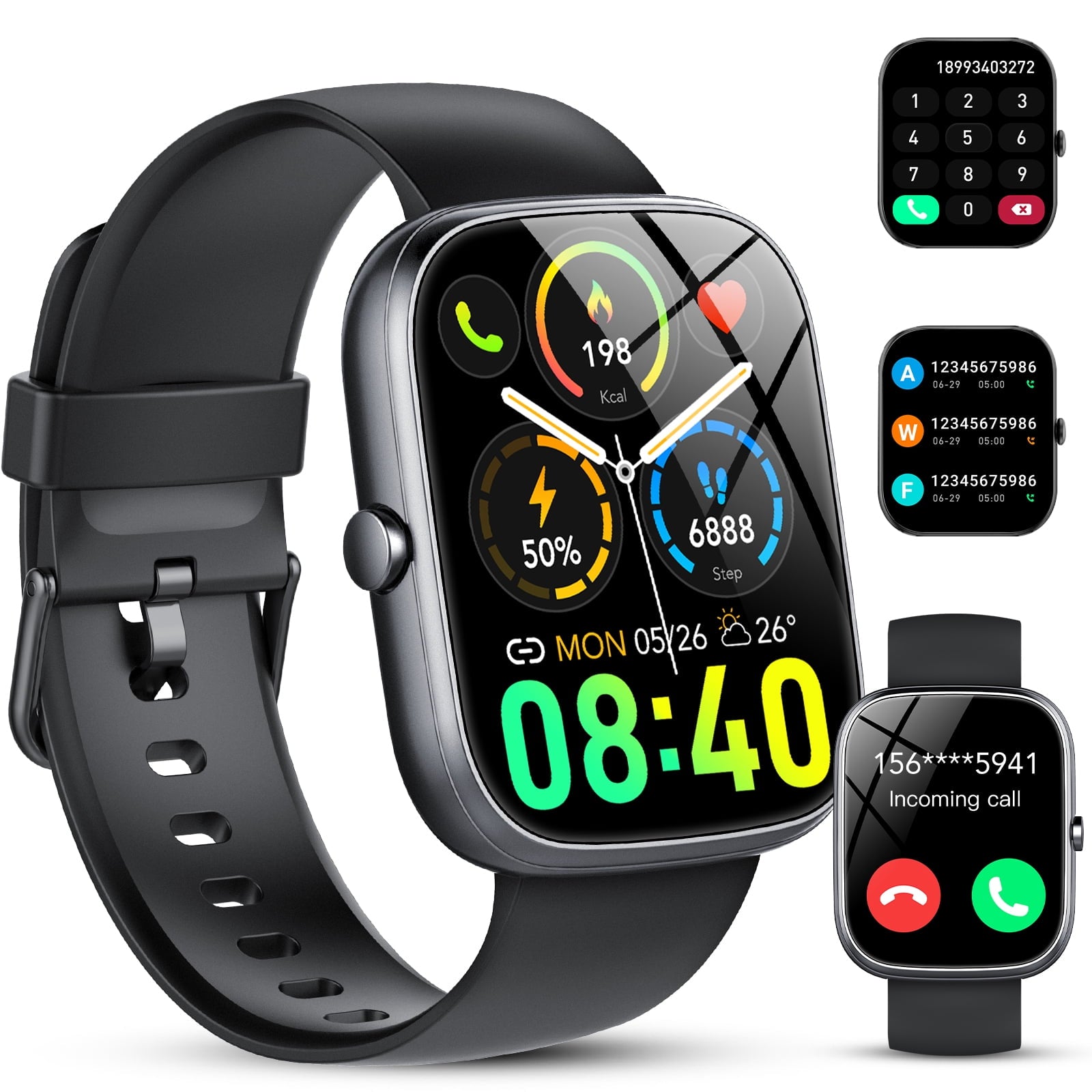 2026 NEW 1.91''HD Screen Smart Watch Compatible with Android and iPhone,Answer/Make Calls/100 Sports Modes/Message Reminder,IP68 Waterproof Fitness Tracker for Men Women, Gifts