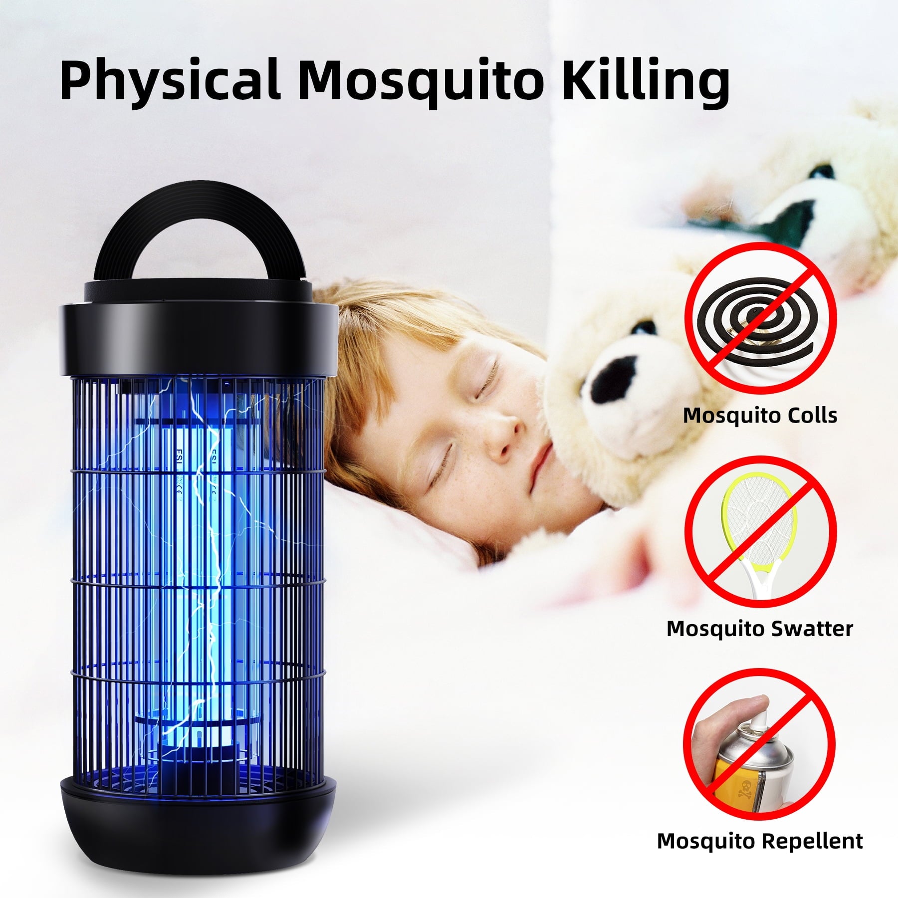 KLOUDIC Waterproof 4000V Detachable Electric Mosquito Killer Bug Zapper Electronic Insect Fly Trap for Outdoor and Indoor